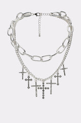 CROSS MY HEART SILVER NECKLACE