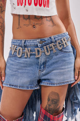 VON DUTCH RHINESTONE CHAIN BELT