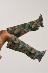 AZALEA WANG VINCENT ANIMAL WEDGE OPEN TOE BOOT