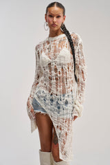 ASYMMETRICAL KNIT TOP IN IVORY
