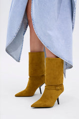 AZALEA WANG WINDING OLIVE STILETTO BOOTIE