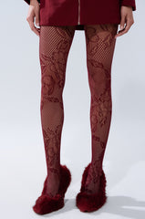 REALLY WITH IT LACE TIGHTS IN BURGUNDY