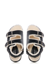 AZALEA WANG HOXTON FUZZY SANDAL IN BLACK