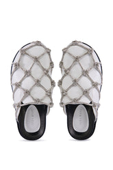 AZALEA WANG SHYLAH WHITE DIAMOND ROPE NETTED FLAT