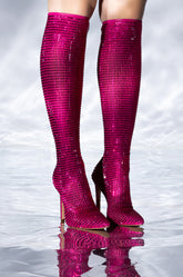 AZALEA WANG STATUE EMBELLISHED STRETCH BOOT IN PINK