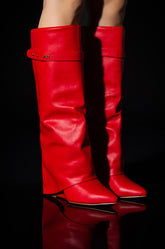 AZALEA WANG STUCK ON YOU WEDGE BOOT IN RED