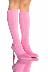 ZERO GRAVITY MID CALF KNIT CHUNKY BOOT IN PINK