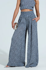 MULTI TEXTURED WIDE LEG PALAZZO PANT