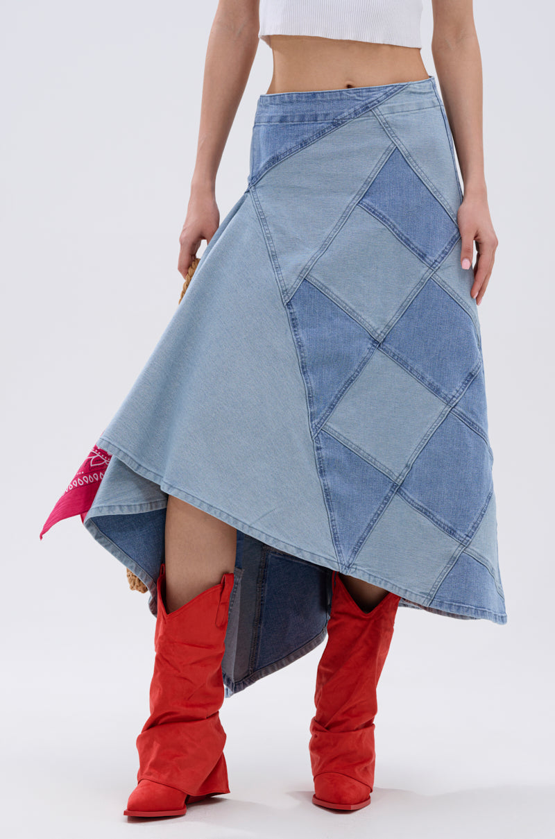 ALL WE NEED IS LOVE DENIM MIDI SKIRT