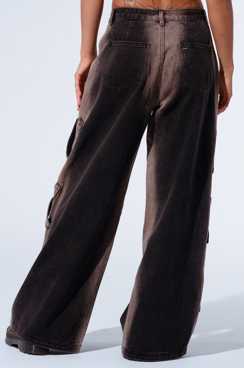 X ON MY HEART WIDE LEG DENIM PANT IN GREY
