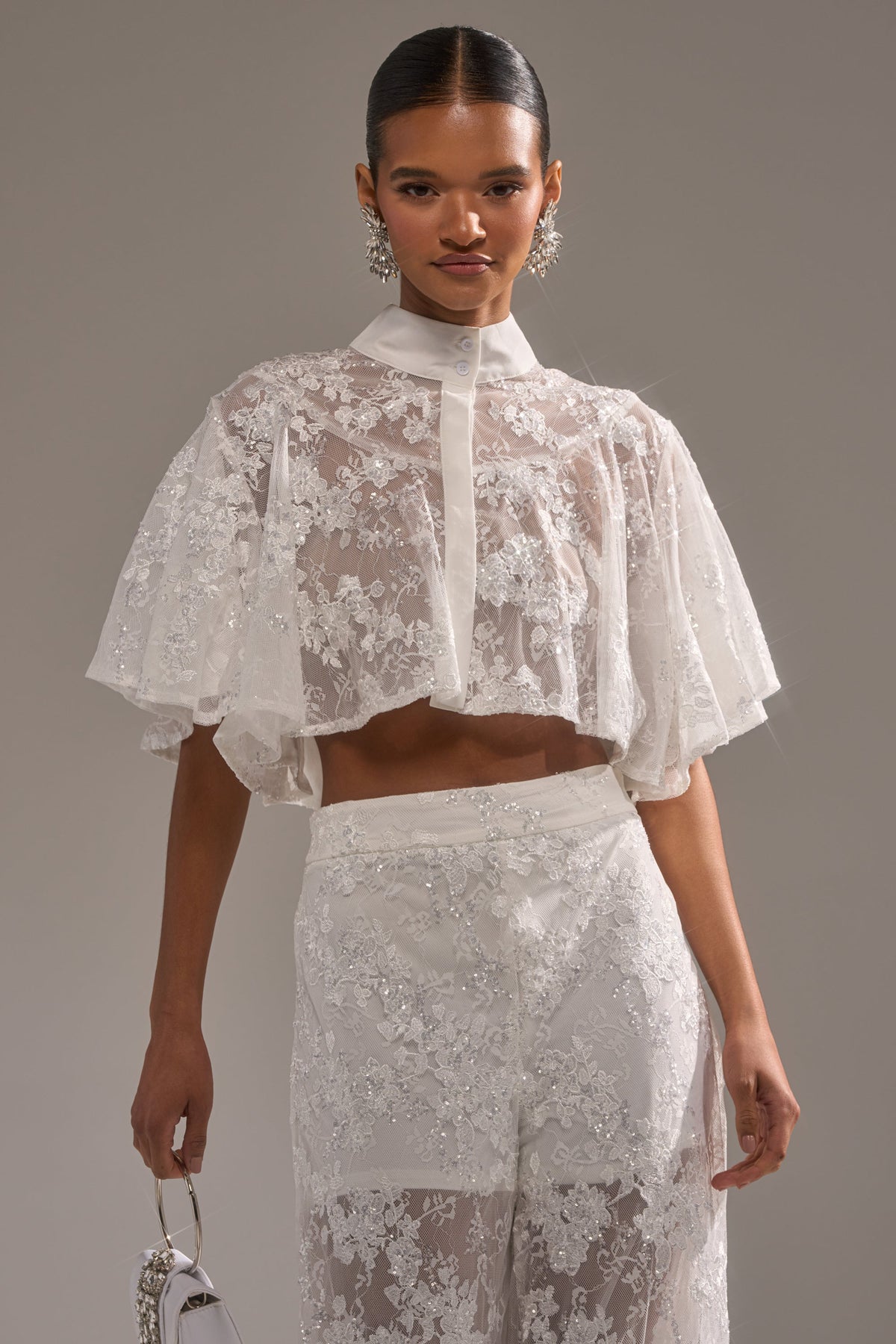 EVA LACE SHORT SLEEVE BUTTON DOWN