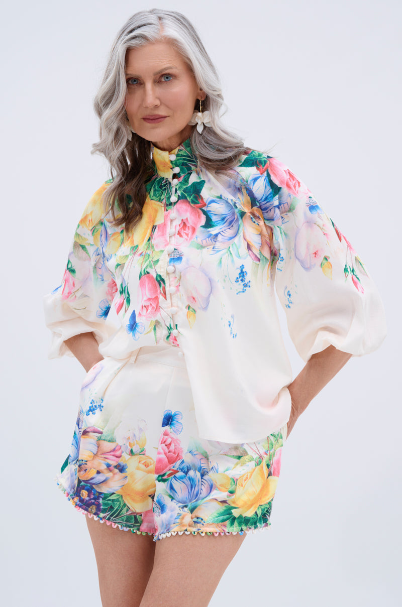 ROSE FLORAL BUTTON DOWN