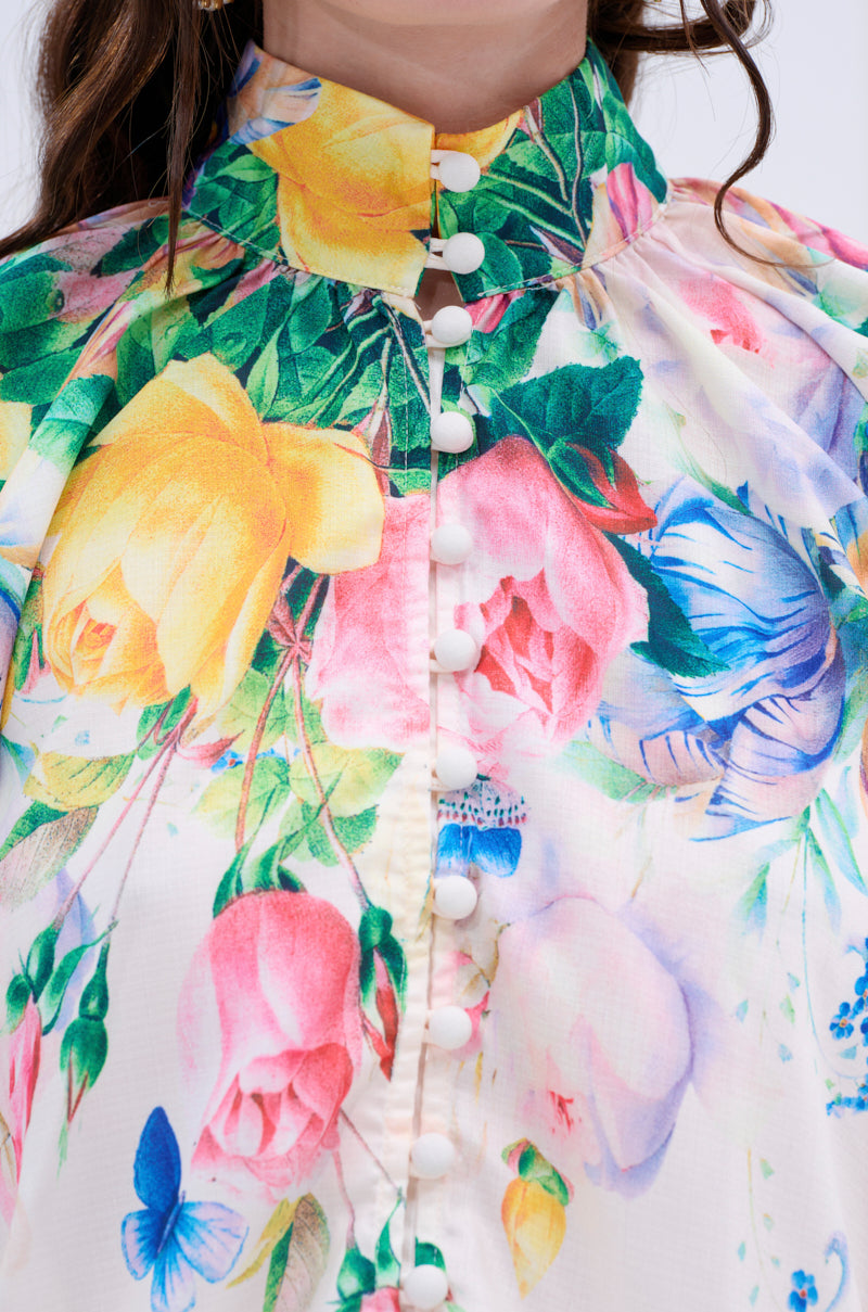 ROSE FLORAL BUTTON DOWN