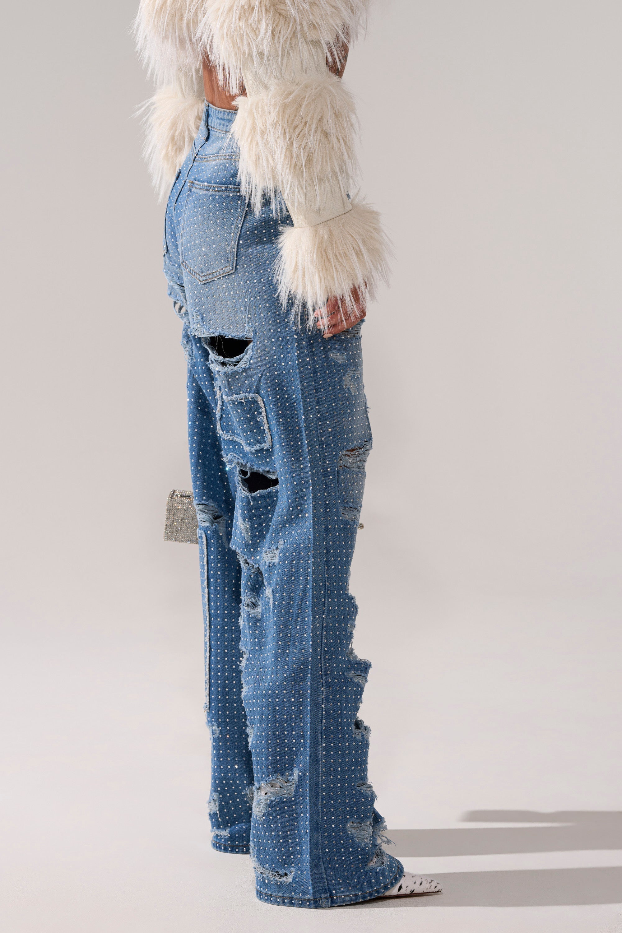 LAY IT LOW RHINESTONE RELAXED DENIM