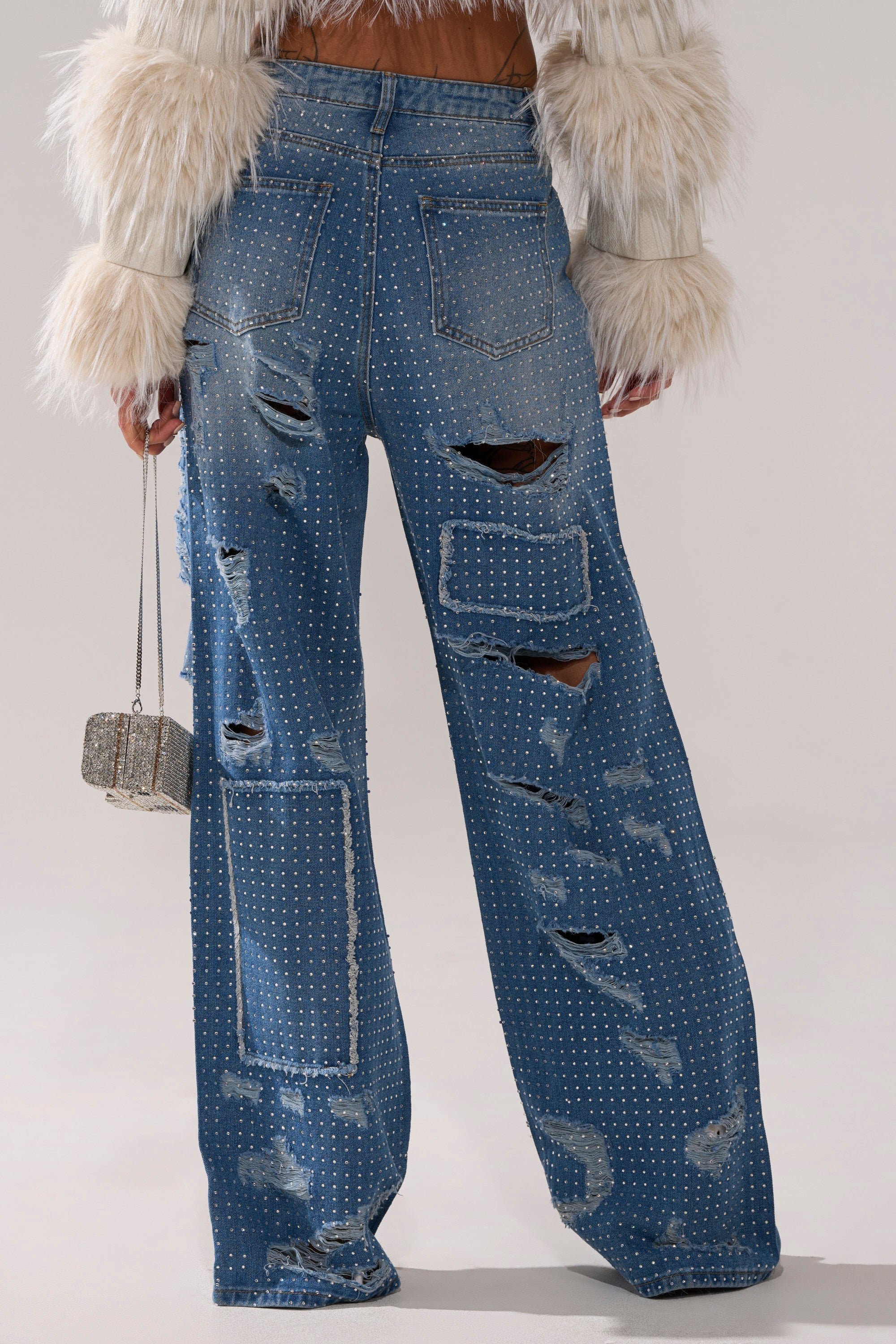 LAY IT LOW RHINESTONE RELAXED DENIM