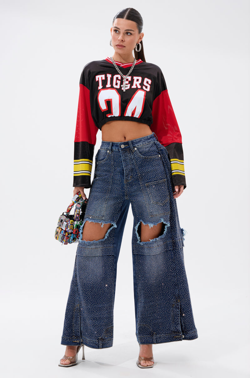 SPARKLE QUEEN WIDE-LEG DENIM