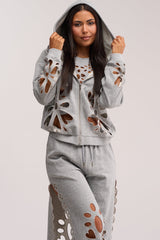 GIRLY POP CUTOUT ZIP UP SWEATSHIRT