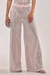 LILA EMBELLISHED SATIN TROUSER IN LIGHT PINK