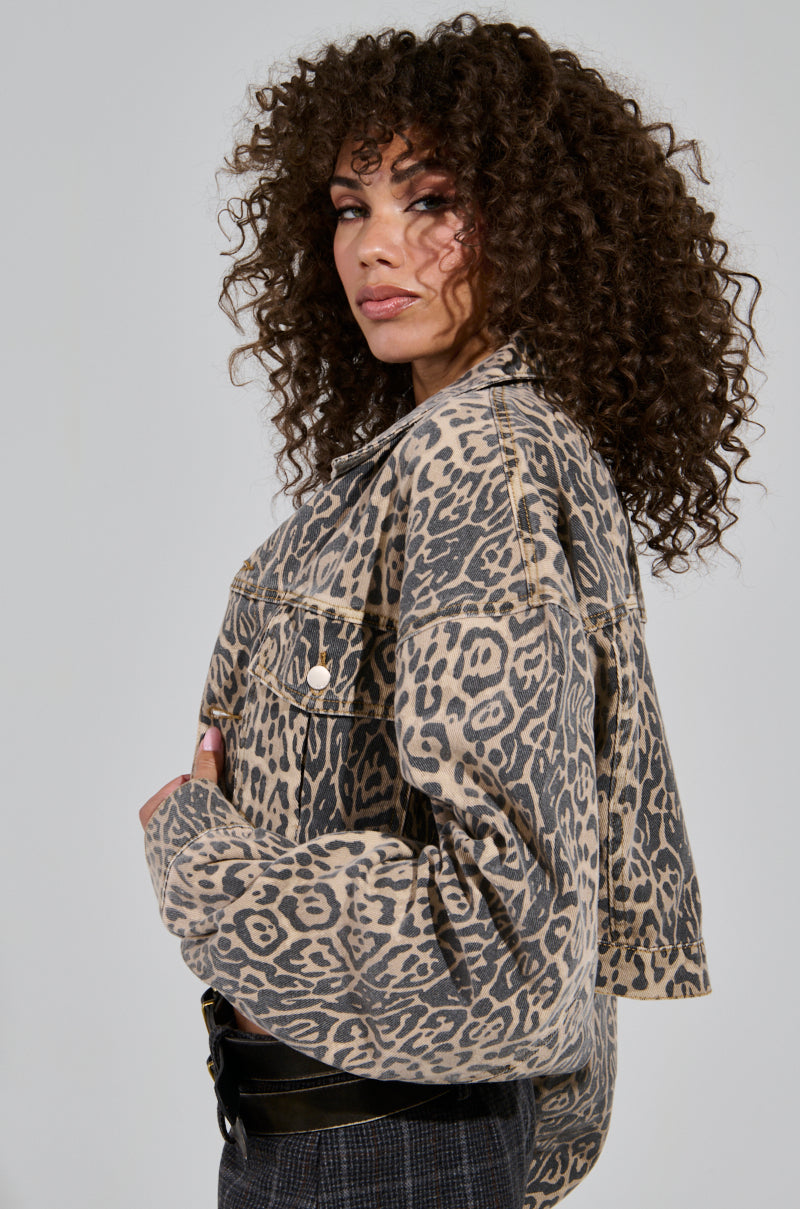 NO CHEATING PRINTED DENIM JACKET