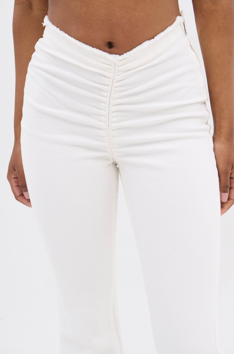 CINCHED UP DENIM PANT IN WHITE