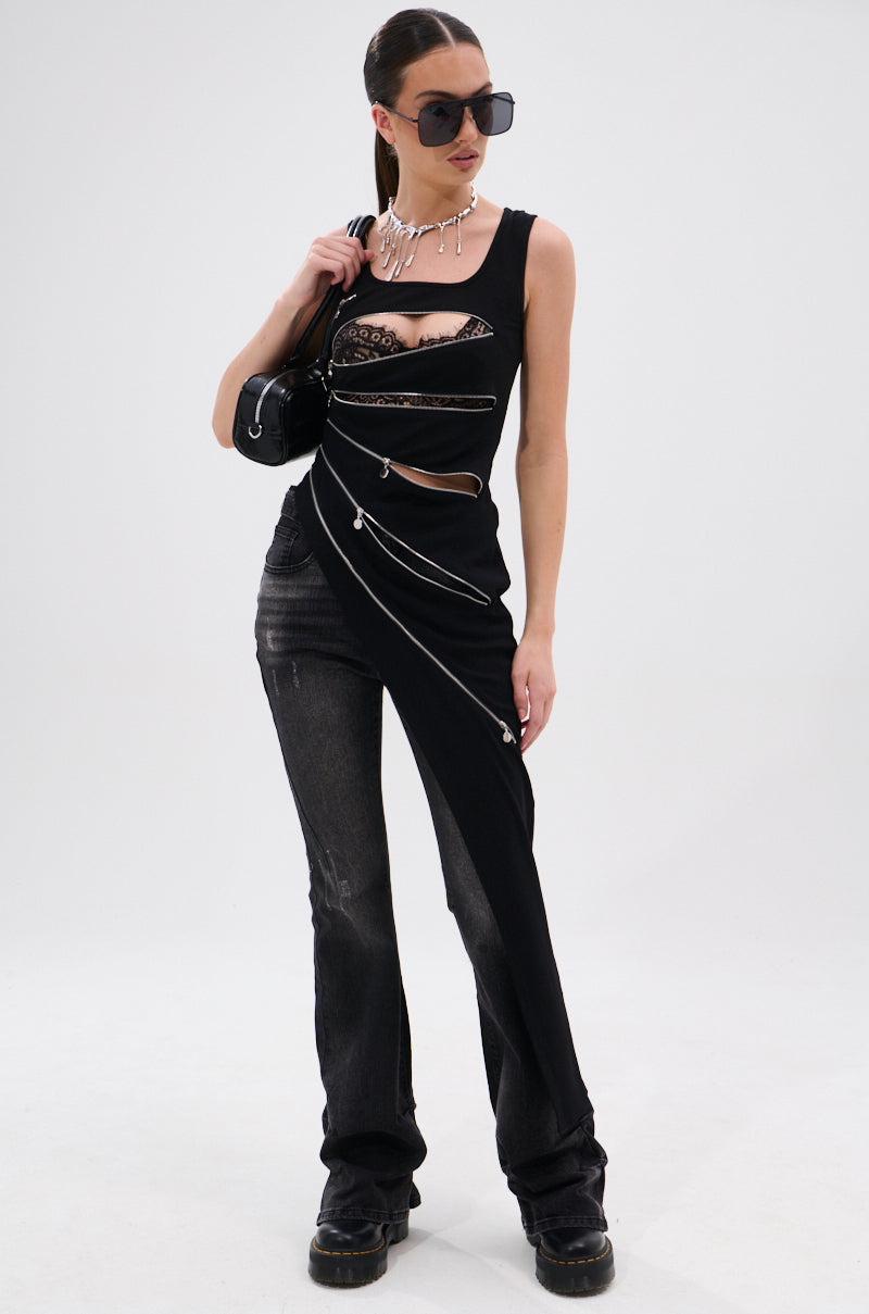WASHED UP FOR GOOD BLACK DENIM FLARE PANT