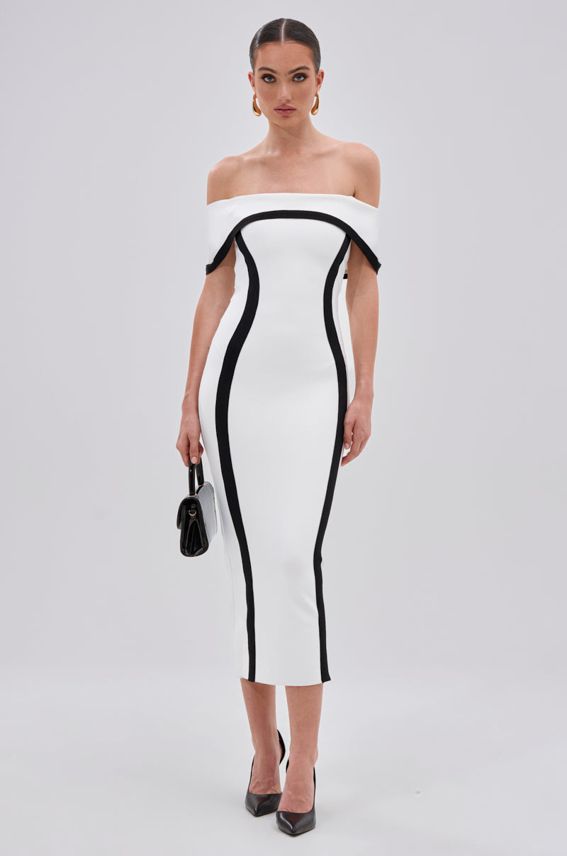 SLEEK AND CHIC BANDAGE MIDI DRESS