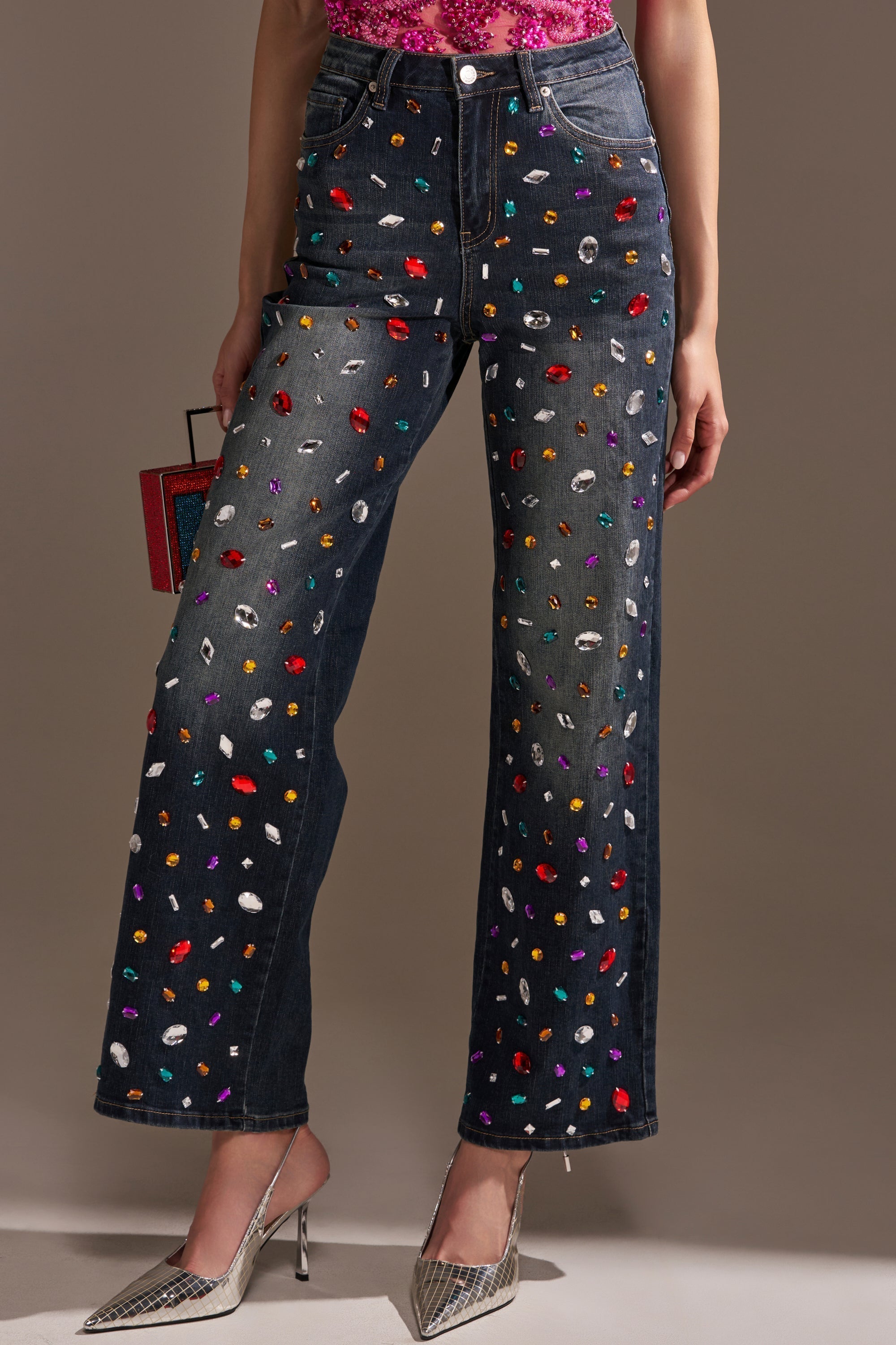 JEWELERS ROW RHINESTONE DENIM JEANS