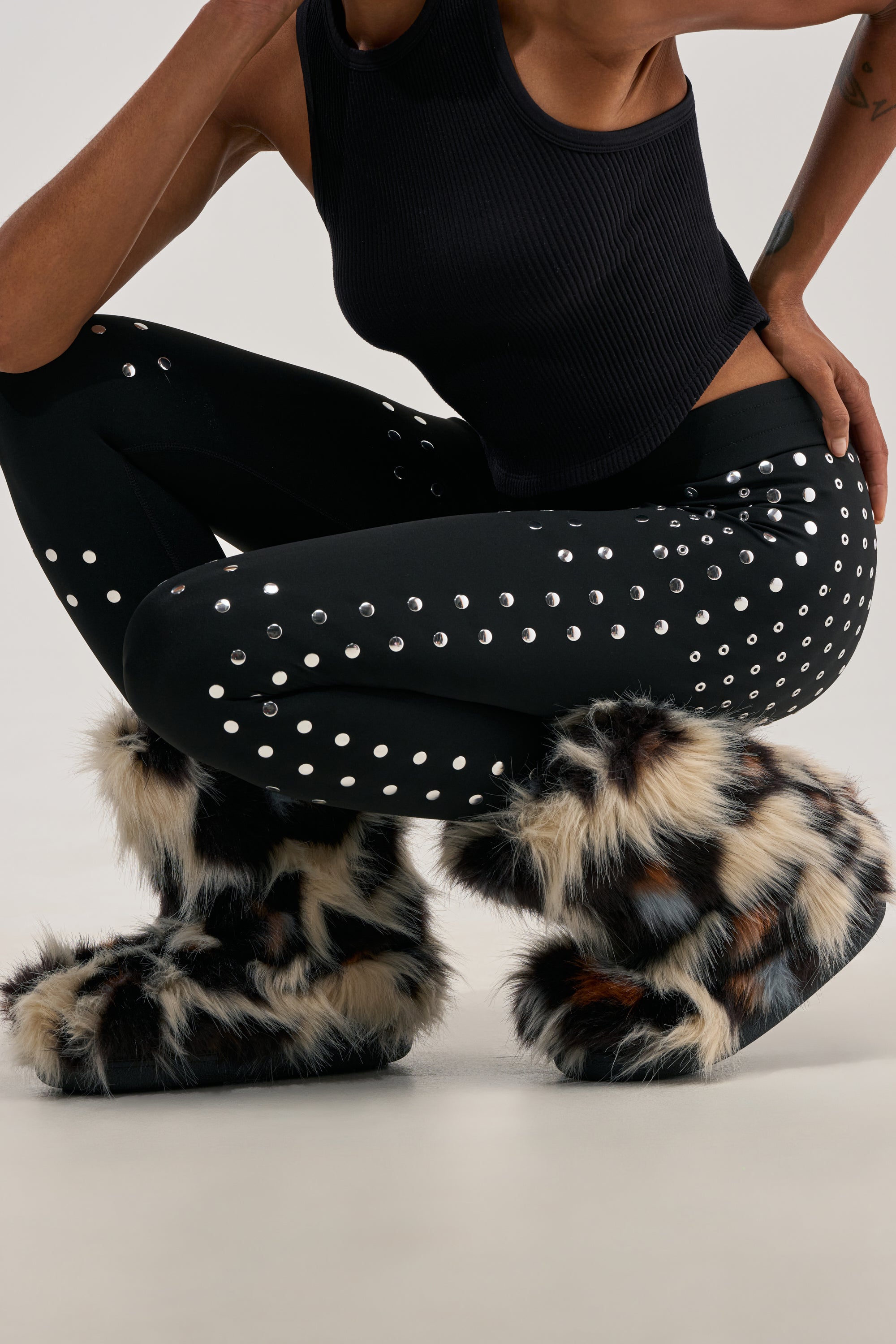 AZALEA WANG ALBERT LEOPARD FLAT FUR BOOTIE