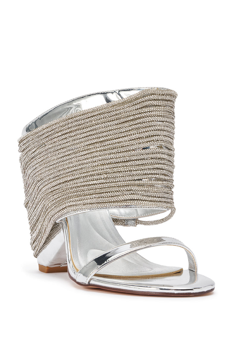 AZALEA WANG ALOUISE SILVER RHINESTONE ROPE SANDAL