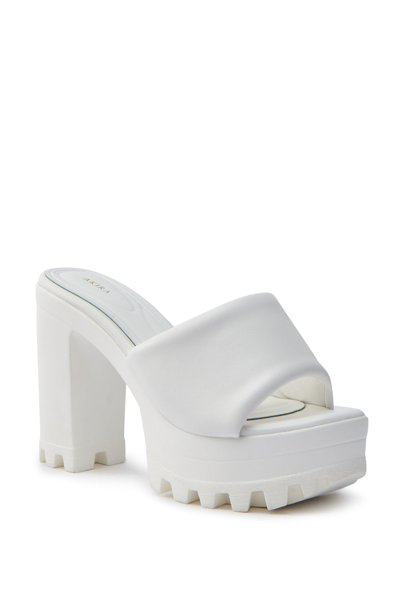AKIRA COOL CAT WHITE PUFFY PLATFORM SANDAL