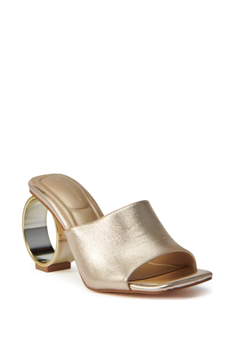 AZALEA WANG CORABELLE GOLD NOVELTY HEEL SANDAL