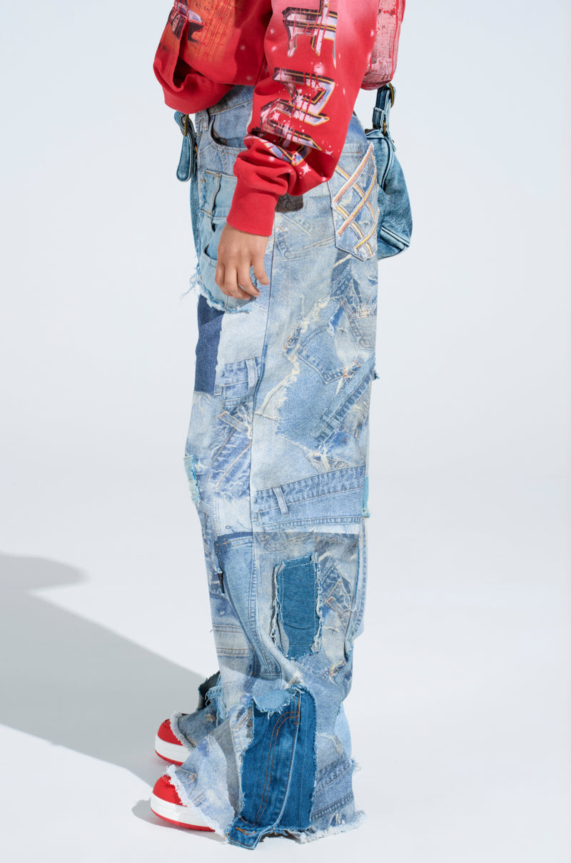 DENIM ON DENIM PATCHWORK JEANS