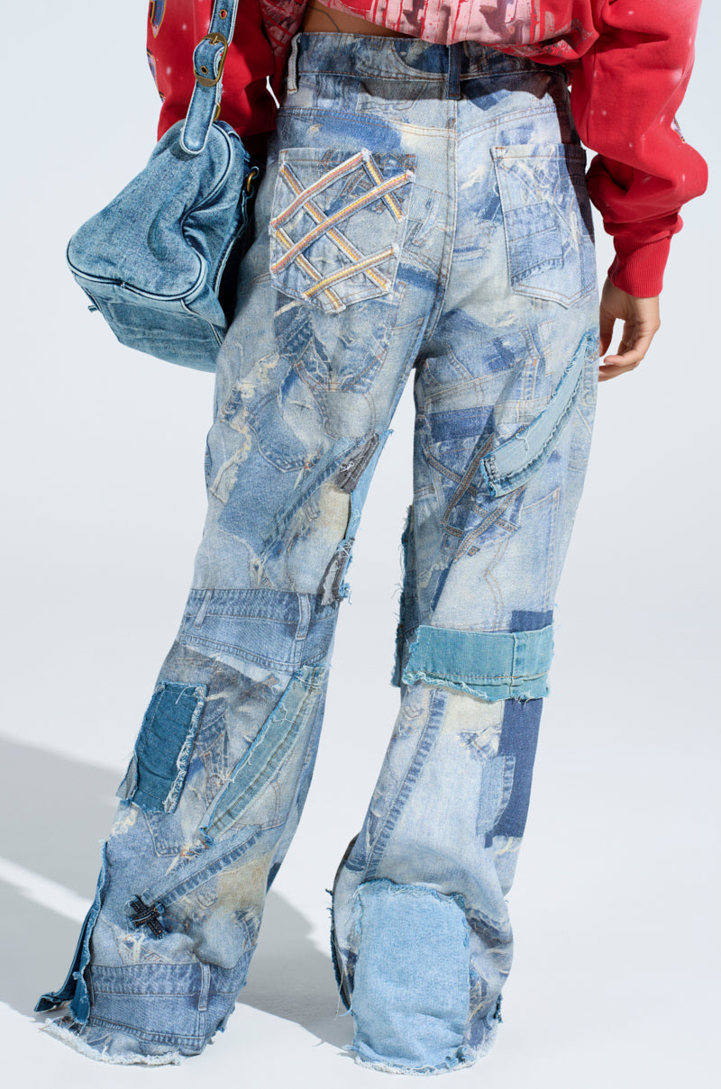 DENIM ON DENIM PATCHWORK JEANS