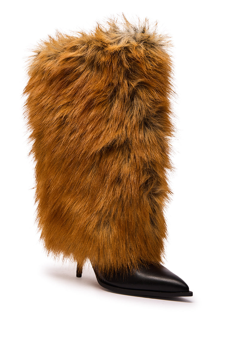 AZALEA WANG EKKEN RED FOX FUR STILETTO BOOT