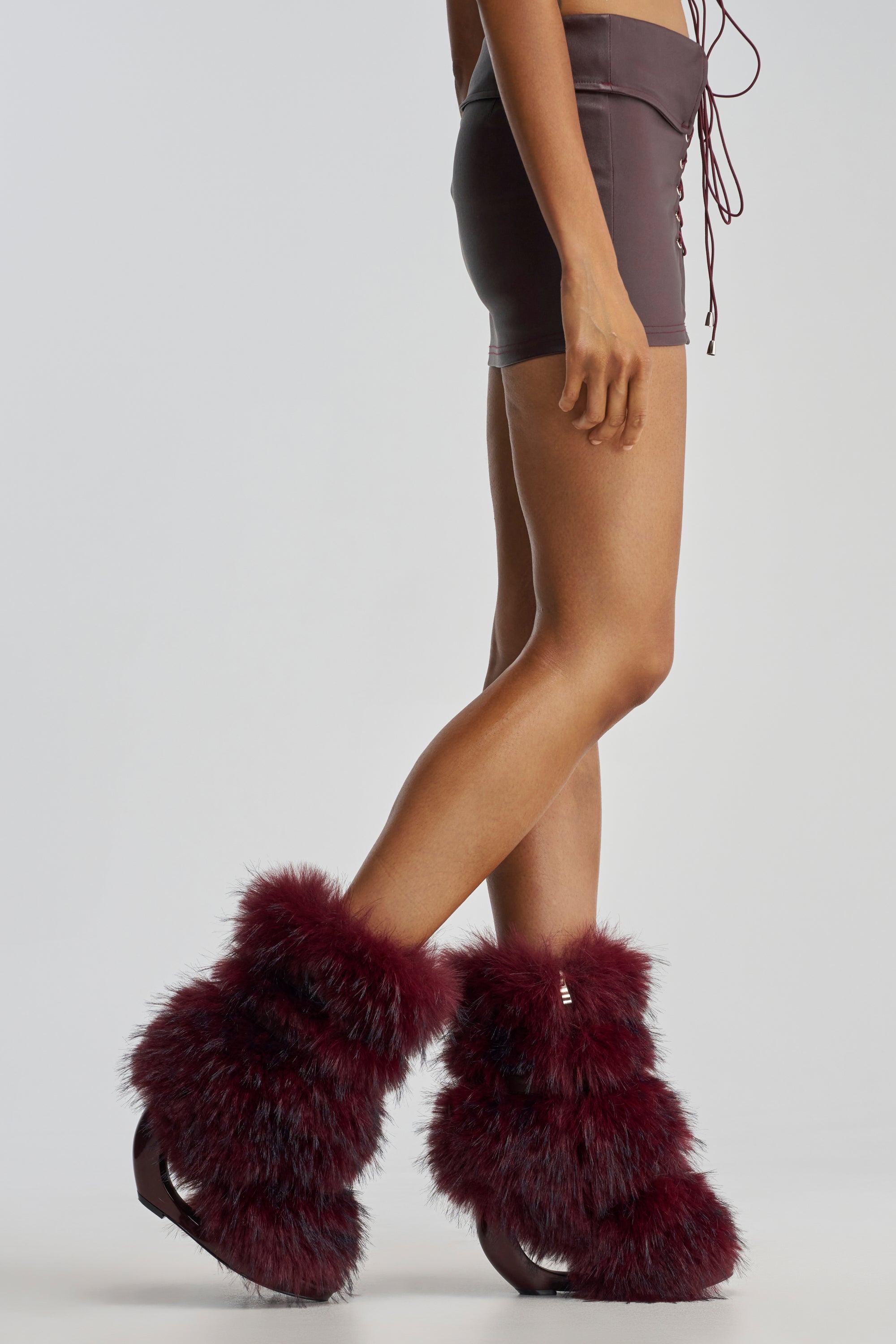 AZALEA WANG ELIANA BURGUNDY OPEN TOE WEDGE BOOTIE