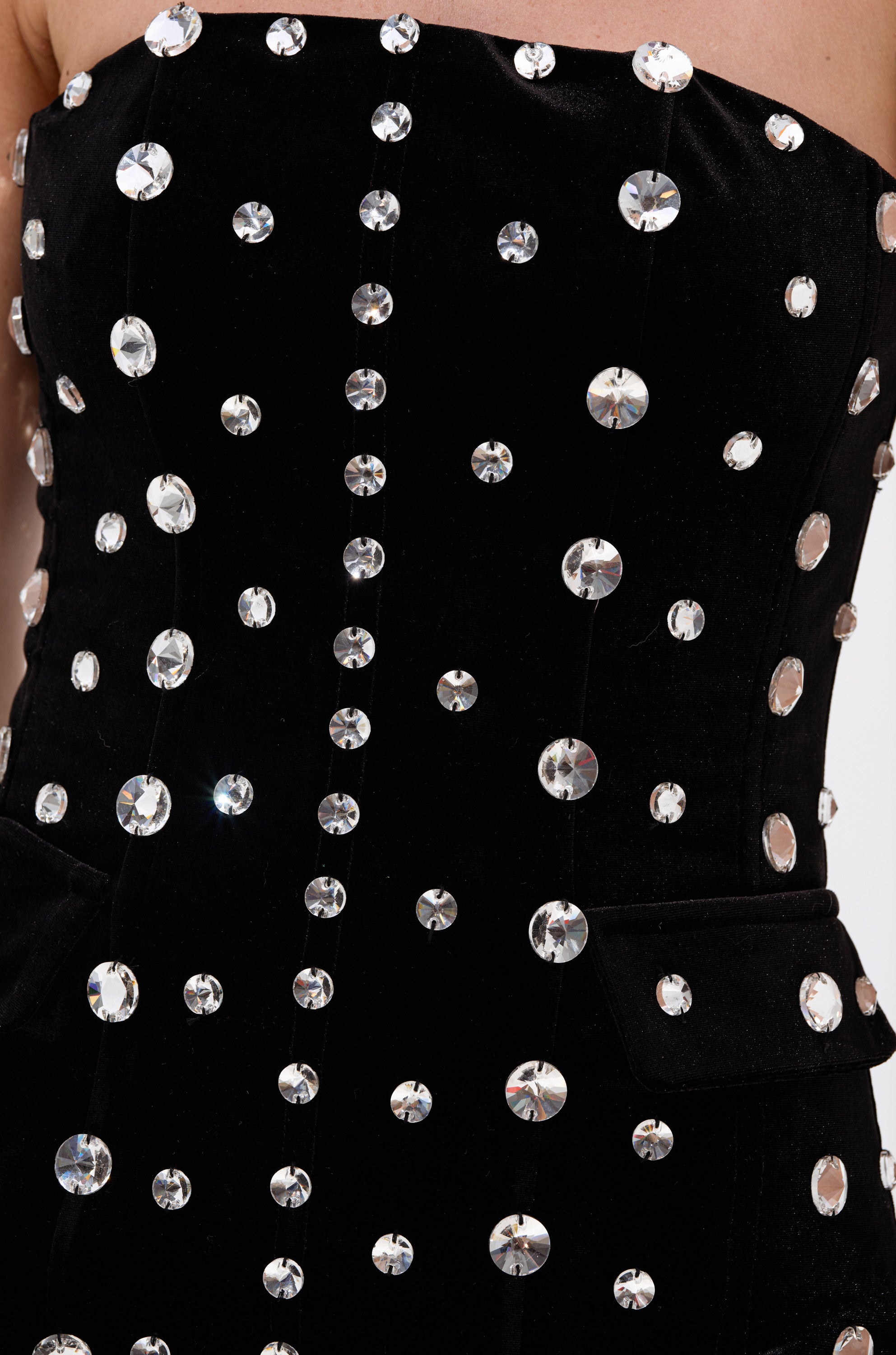 CLASSY GIRL VELVET CORSET WITH RHINESTONE