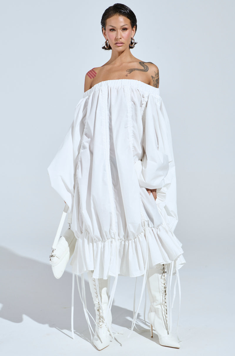 FREE AS CAN BE MINI DRESS IN WHITE