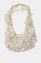 NO WORDS BEADED BAG IN WHITE