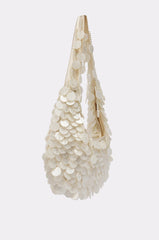 NO WORDS BEADED BAG IN WHITE