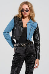 DENIM MOTO HYBRID JACKET