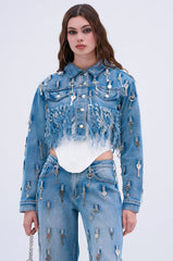 KEY TO THE CITY CROPPED DENIM JACKET