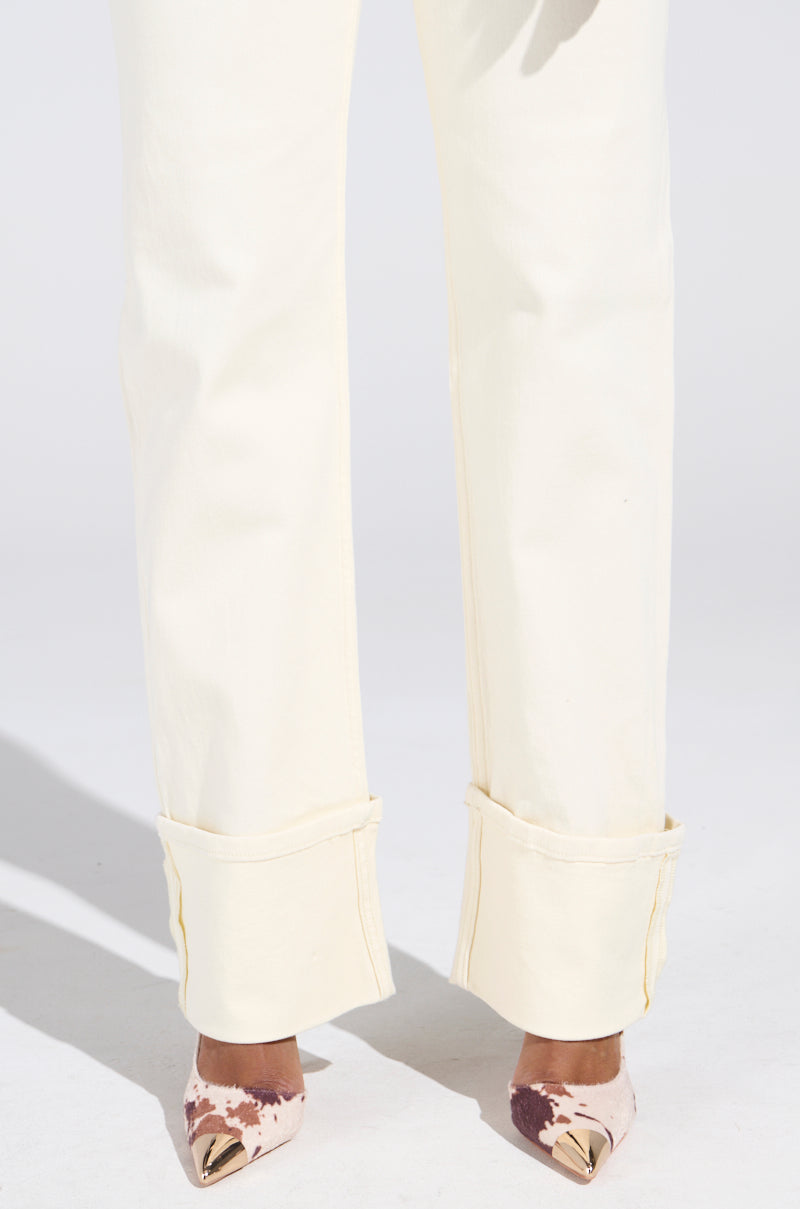 JUST GO WITH IT IVORY DENIM PANT