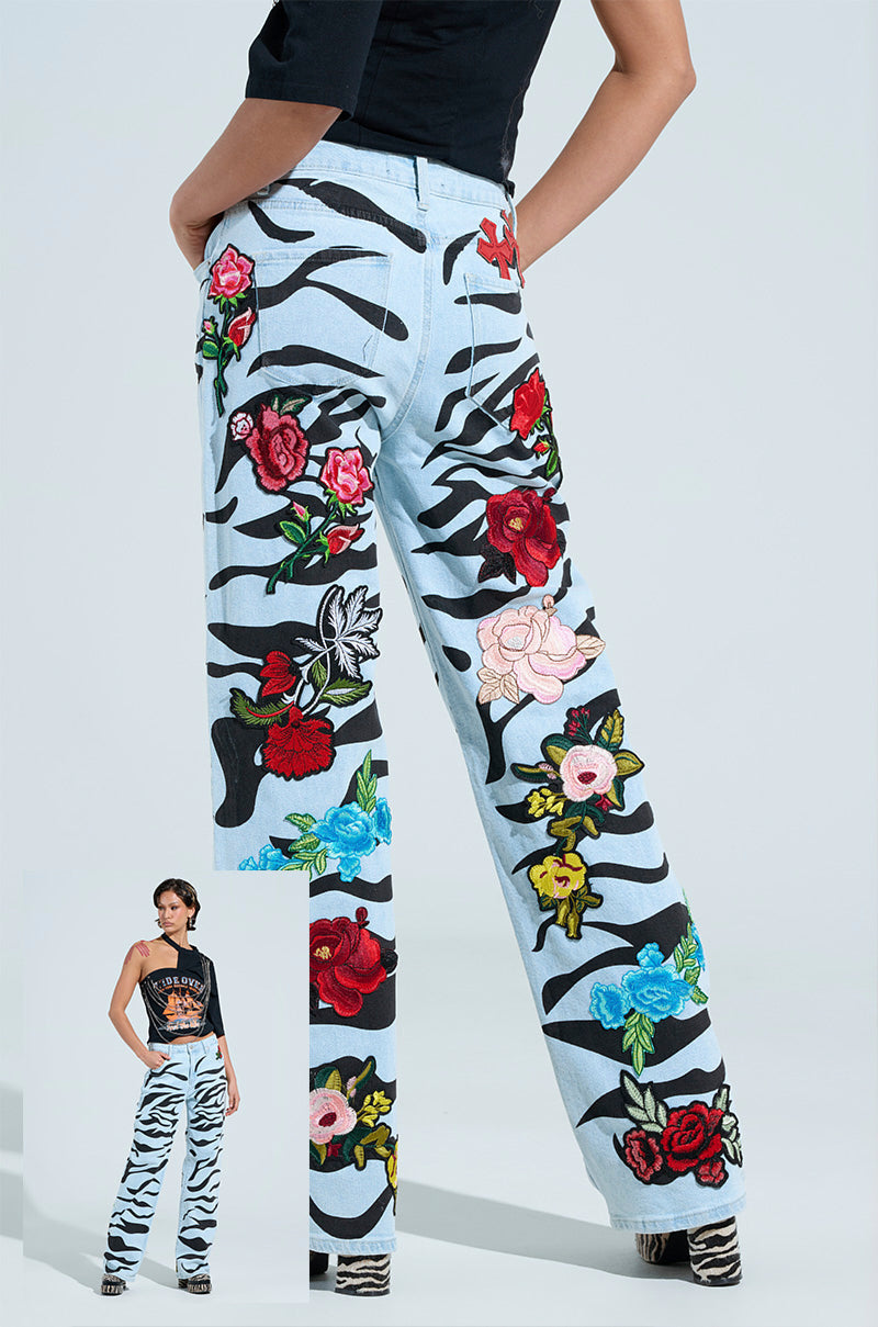 SLEEPING WITH ROSES DENIM PANT
