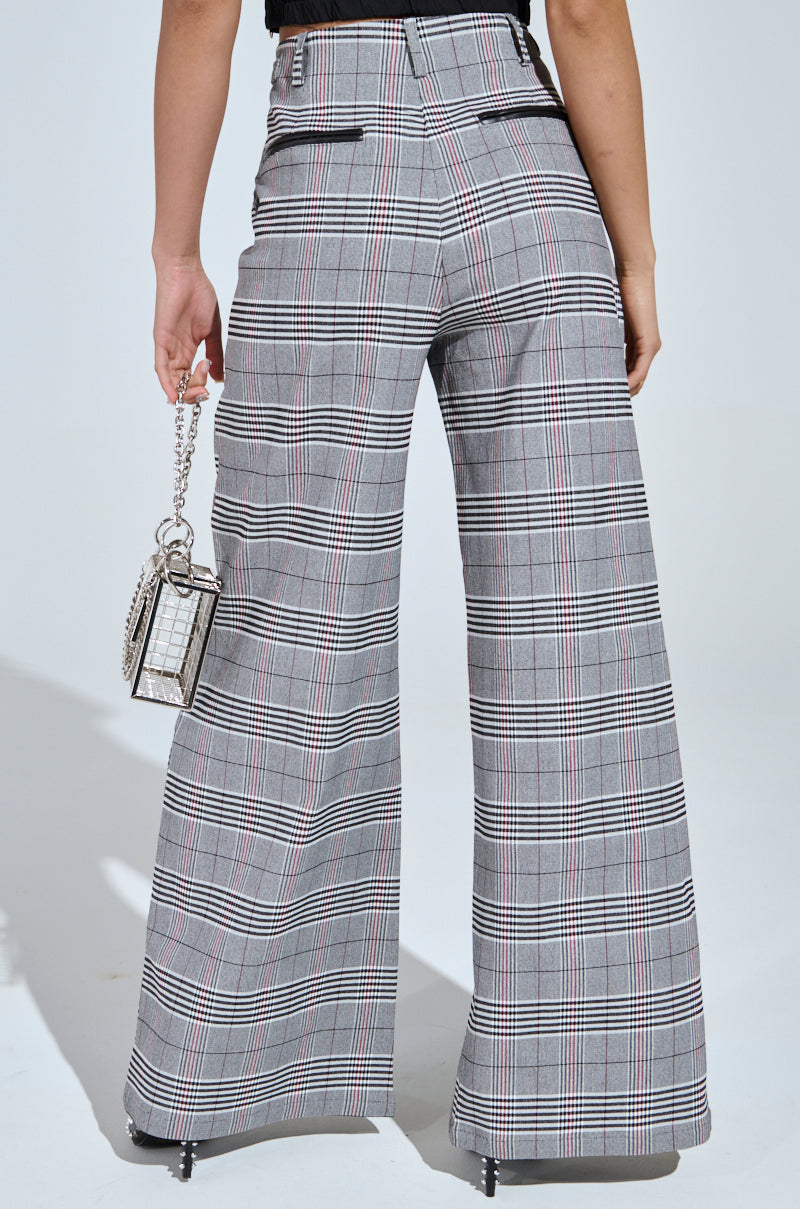 DARIA WIDE LEG PLAID PANT