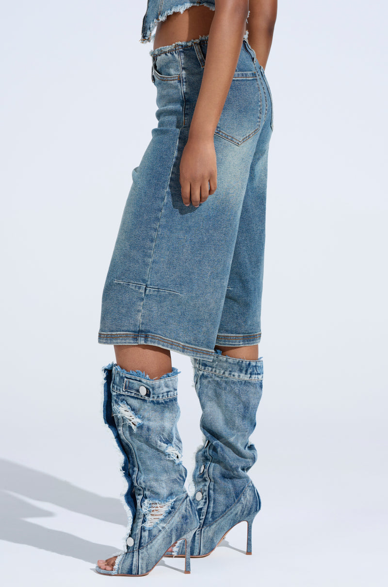 BREAK UP WITH HIM DENIM SHORTS