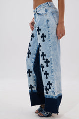 CROSSED OUT WIDE LEG DENIM