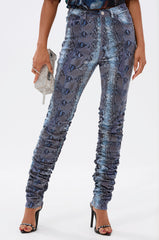 DAYS END RUCHED STACKED SNAKE SKINNY DENIM