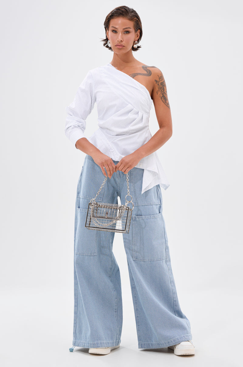 SUMMERTIME BLUES STRIPE WIDE LEG DENIM