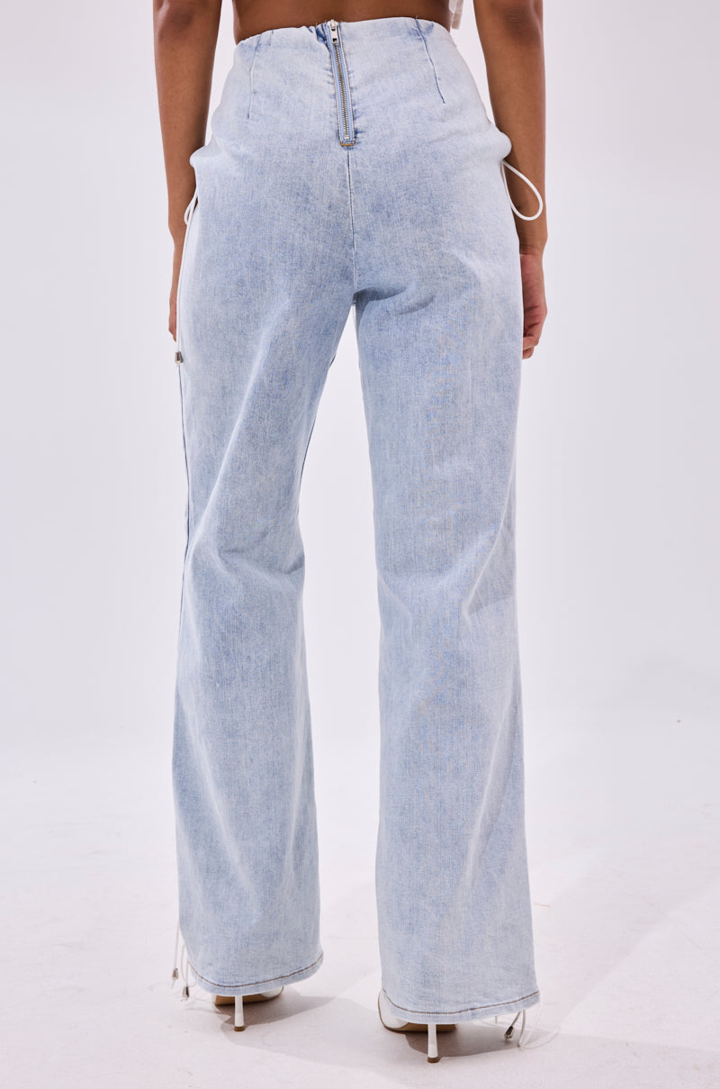 FEELING BLESSED LACE UP DENIM