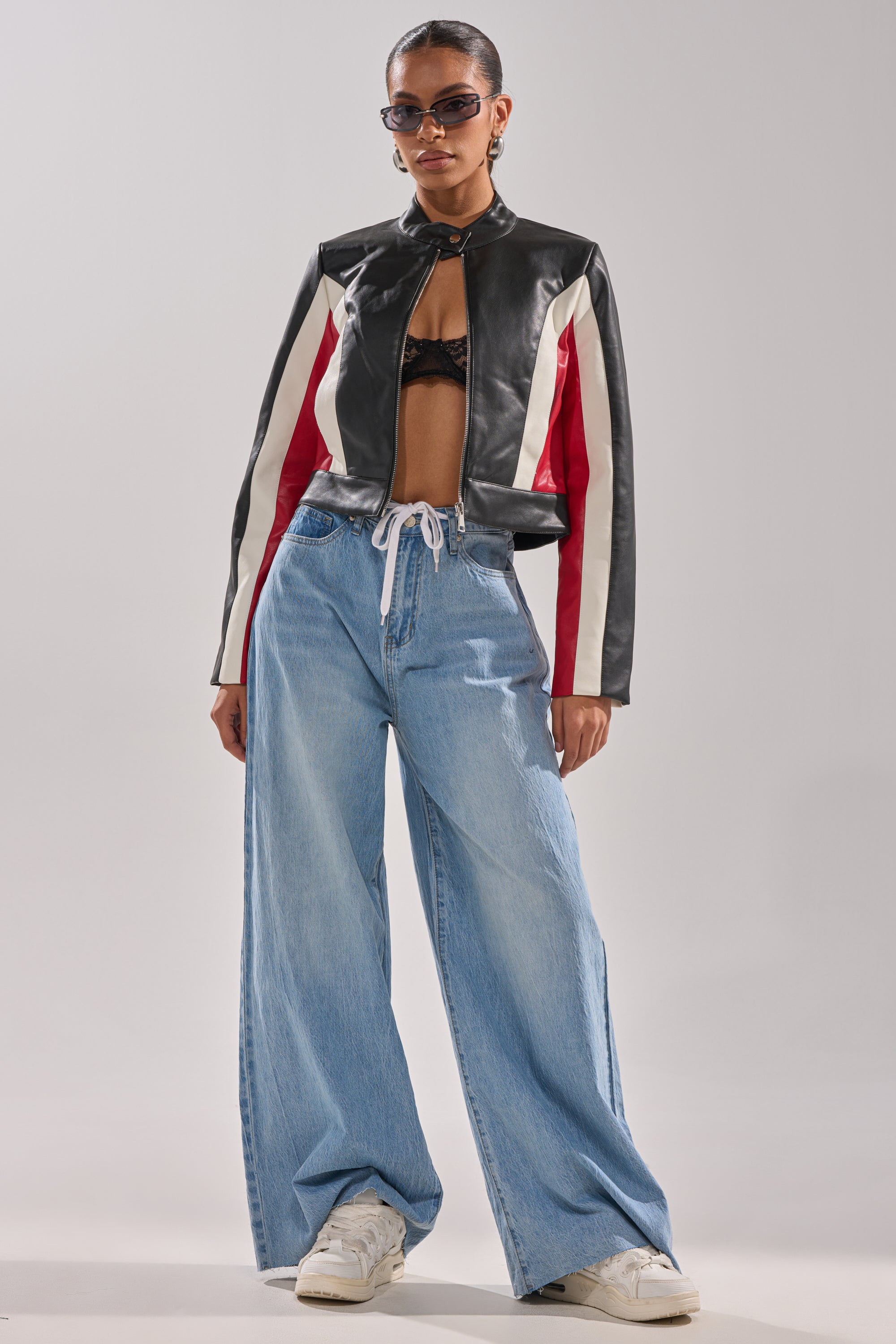YOU BET DRAWSTRING WIDE LEG JEANS